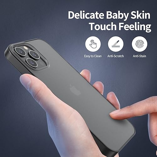 Miniatura 7 de Funda translúcida con borde negro para iPhone 12, delgada, a prueba de golpes, parcial, mate, para iPhone 12, esmerilada y brillante para iPhone 12