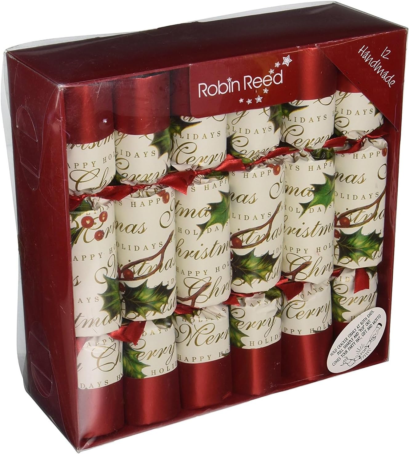 R&R 12 x 10 (inch) Handmade English Christmas Table Decorations - Holly Berries and Bows