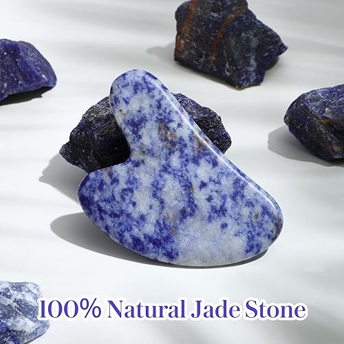 Vista 2 de rosenice Gua Sha Herramientas Faciales Natural Gua Sha Jade Piedra para el Cuidado de la Piel Facial Cuerpo para SPA