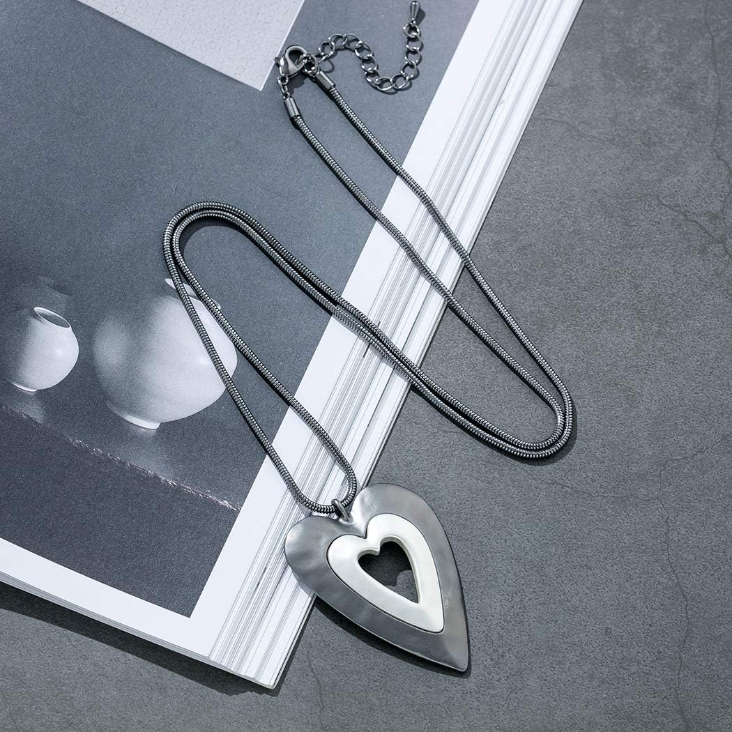 Love Heart Pendant Necklace for Women Fashion Jewelry Long Chian Sweater Necklaces image 5