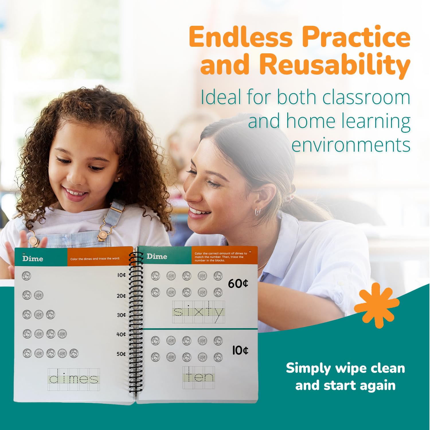 Channie's Easy Peasy Dry Erase Money Book - Fun Toddler Activity Book - Teaches Counting Coins for Kids Ages 3-5/6-8 - Pennies, Nickels, Dimes, Quarters - Money Workbooks for Kids - 65+ Pages - Image 3