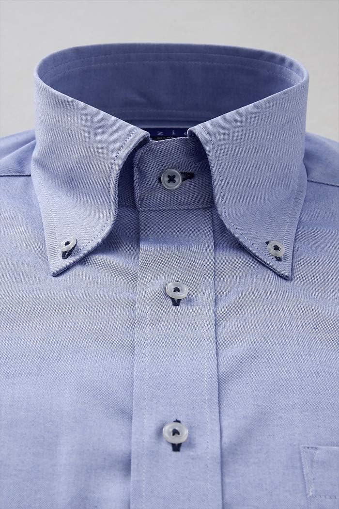 [オジエ] メンズ・ワイシャツ・カッターシャツ 長袖・スリム・形態安定・綿100%・オックスフォード・ボタンダウン