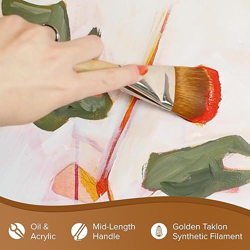 Miniatura 11 de Silver Brush Limited 820340 Pincel plateado Jumbo Golden Taklon Filbert, murales grandes, pintores de caballete y muebles, tamaño 40, mango