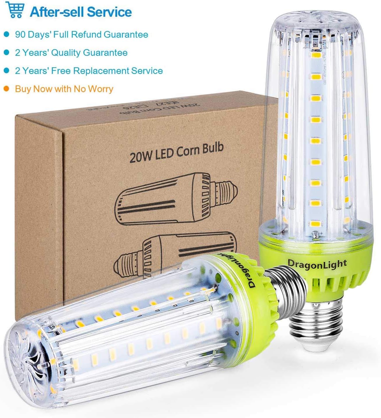 Exclusive Discount 60% Price 20W Super Bright Corn LED Light Bulbs(200 Watt Equivalent) - 3000K Warm/Soft White 2320 Lumens CRI 90+ E27 Base for Large Area Lighting - Garage Workshop Office Porch Yard[Twin Value Pack]