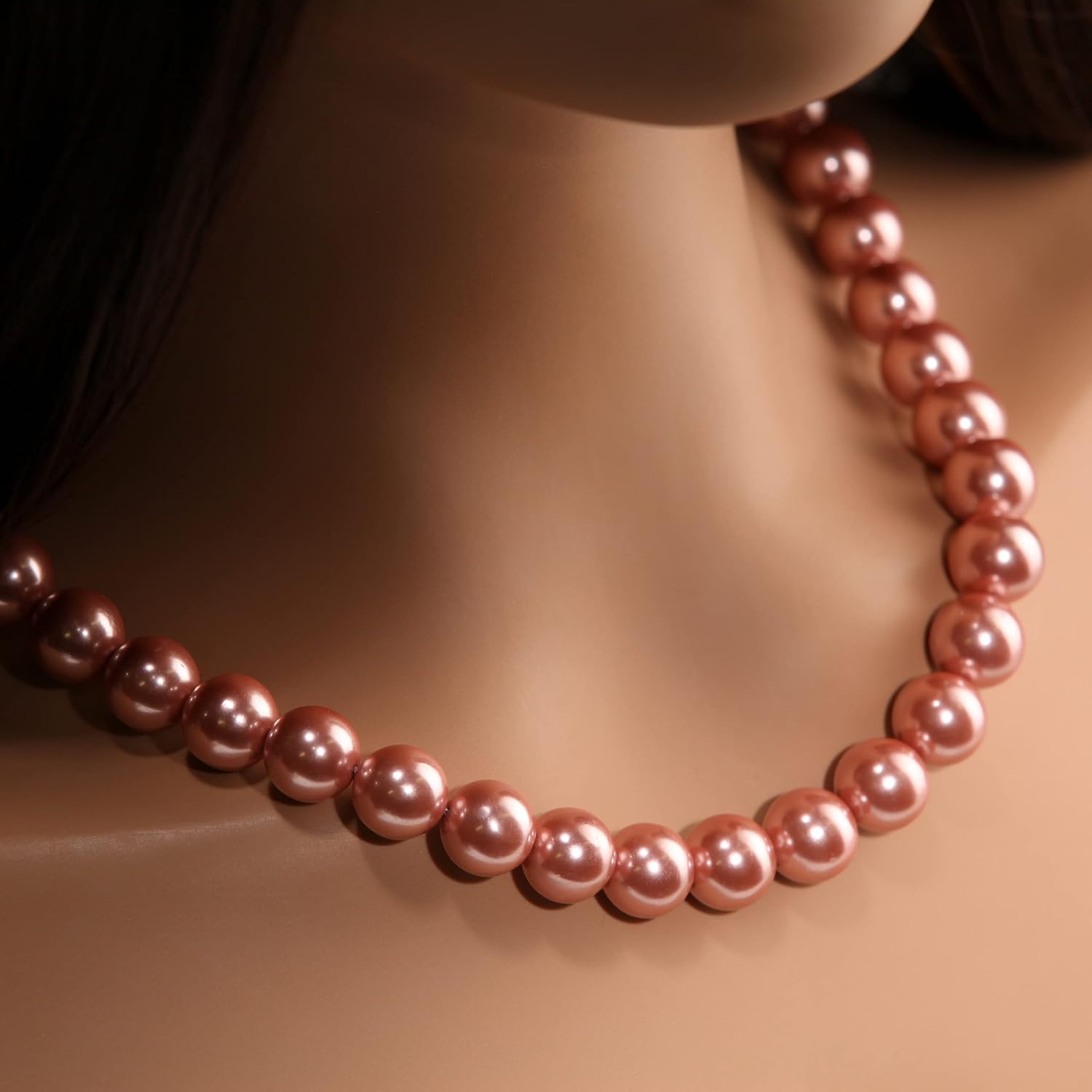 Copper Pink South Sea Shell Pearl 12mm Large High Luster Statement Necklace, Rose Gold Magnetic Ball Clasp Necklace, Bridal, Gift for Her