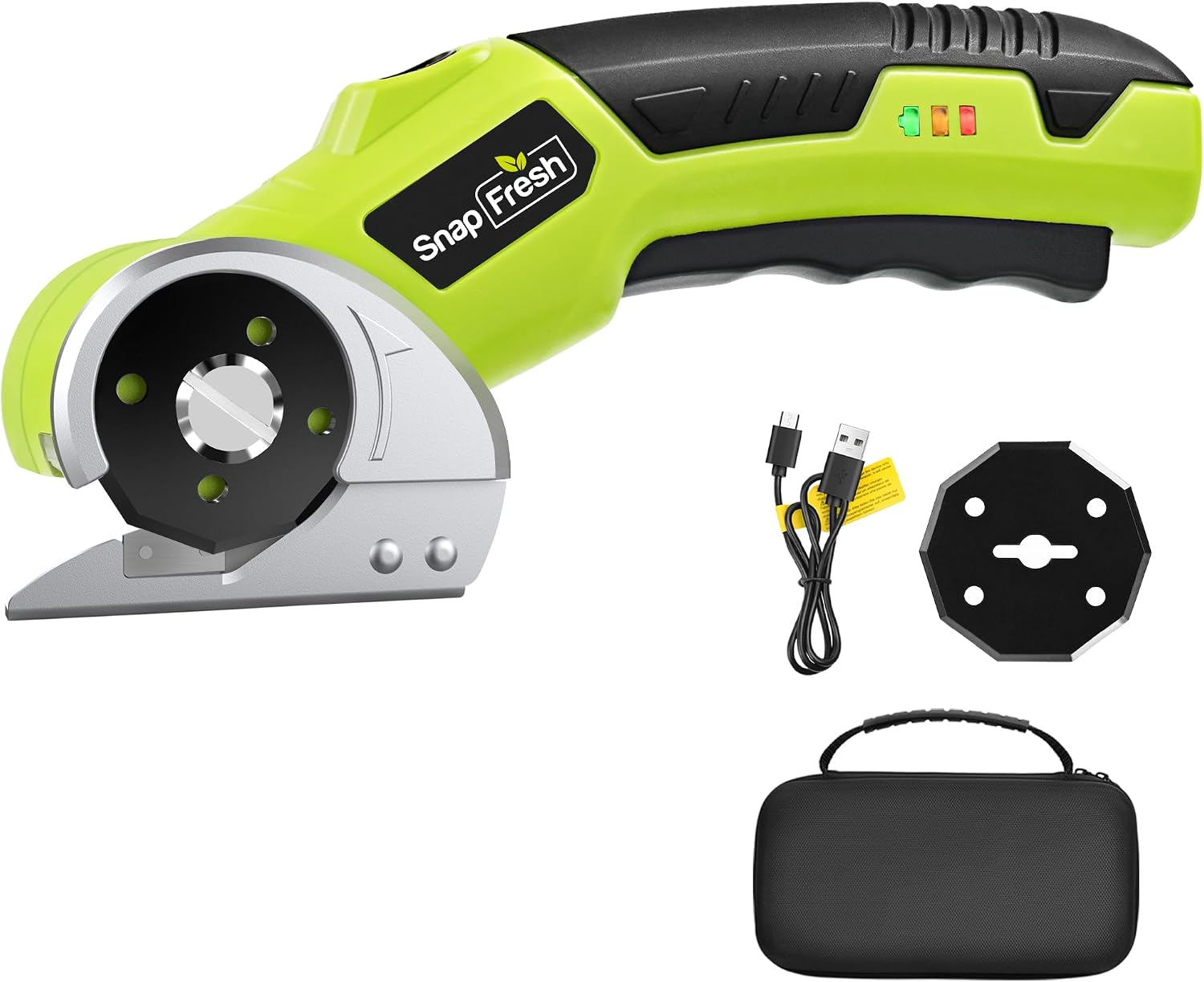 SnapFresh 4V Cordless Electric Scissors-Rechargeable Rotary Box Cutter (SP5091) with Carrying Case