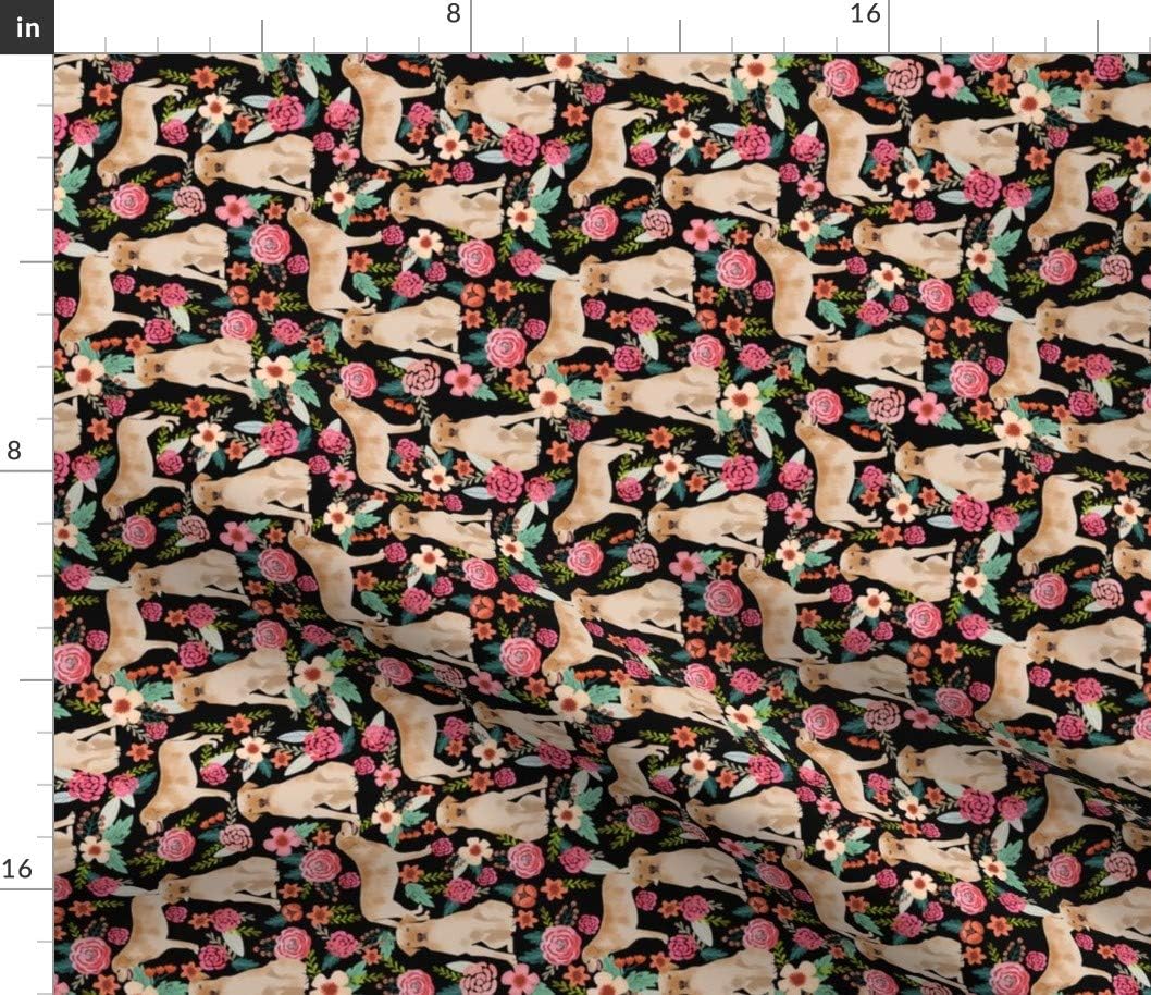 Spoonflower Fabric - Labrador Cute Florals Dog Yellow Retriever Lab Floral Flowers Printed on Petal Signature Cotton Fabric by The Yard - Sewing Quilting Apparel Crafts Decor
