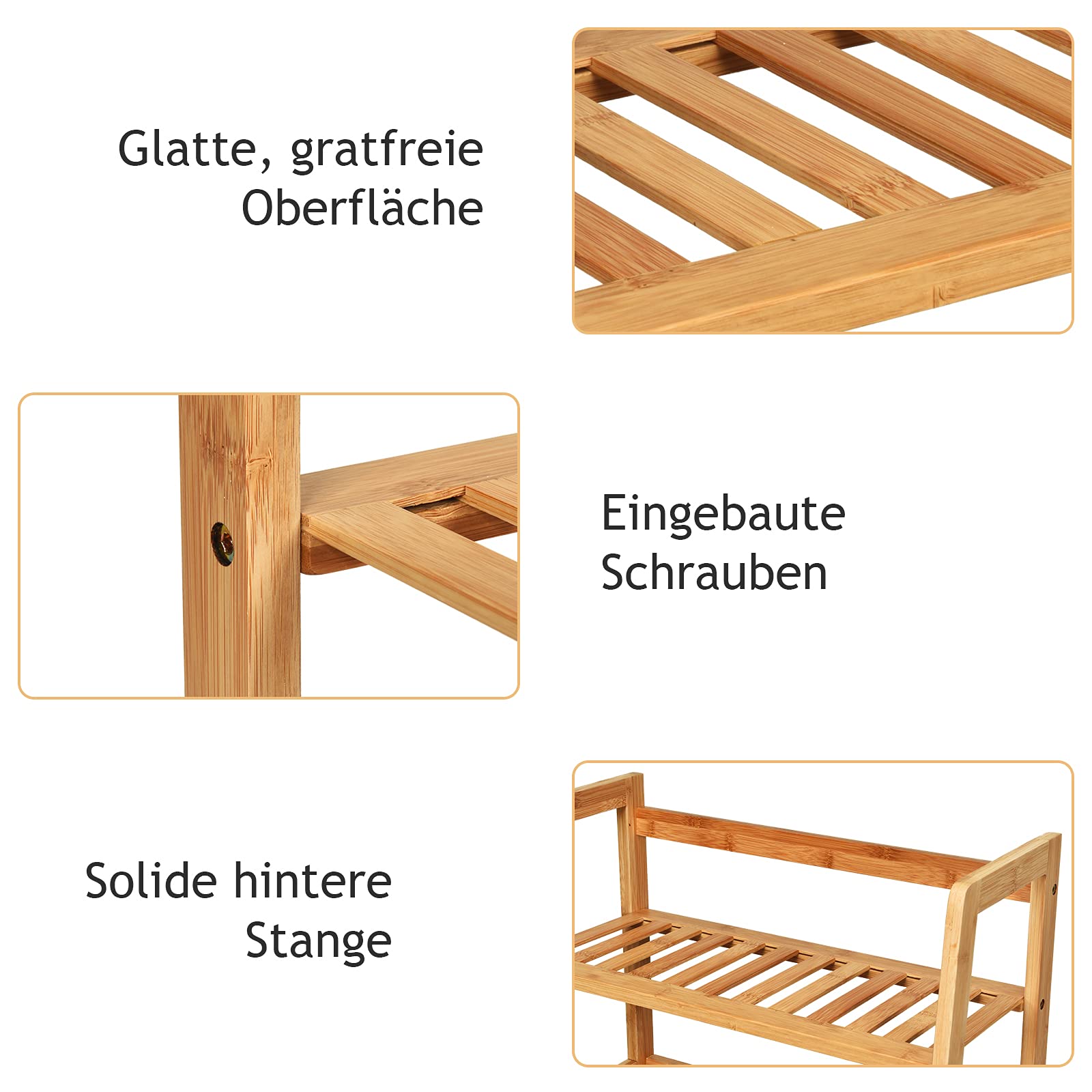 GOPLUS Pflanzenregal mit 4 Ebenen, Blumenregal Standregal aus Bambus, Wetterfest, Korrosionsbeständig, Stabil, Multifunktional, für Blumentopf Pflanzen Bücher und mehr, Indoor & Outdoor (Natur)