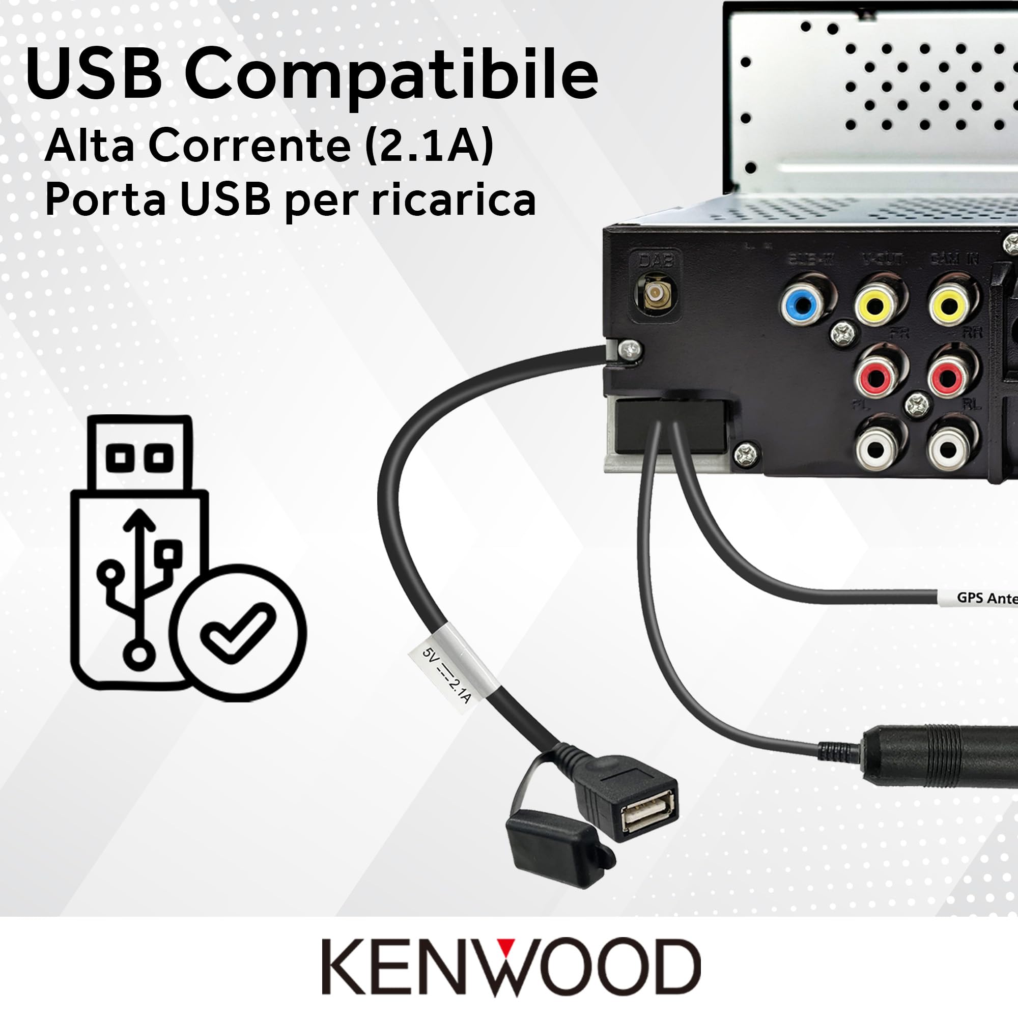 KENWOOD DMX6523DABS AV Mechless 6,8" WSVGA, DAB+, CarPlay/Android Auto wireless/cavo, Wireless Mirroring 2-Way, Bluetooth, Ingresso retrocamera – Nero