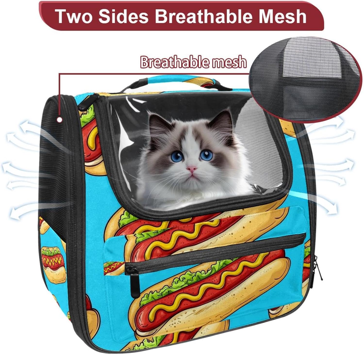 hot Dog Pet Carrier Airline Approved Soft Sided Portable Cozy Travel Pet Bag, Car Seat Safe Carrier for Cats and Dogs