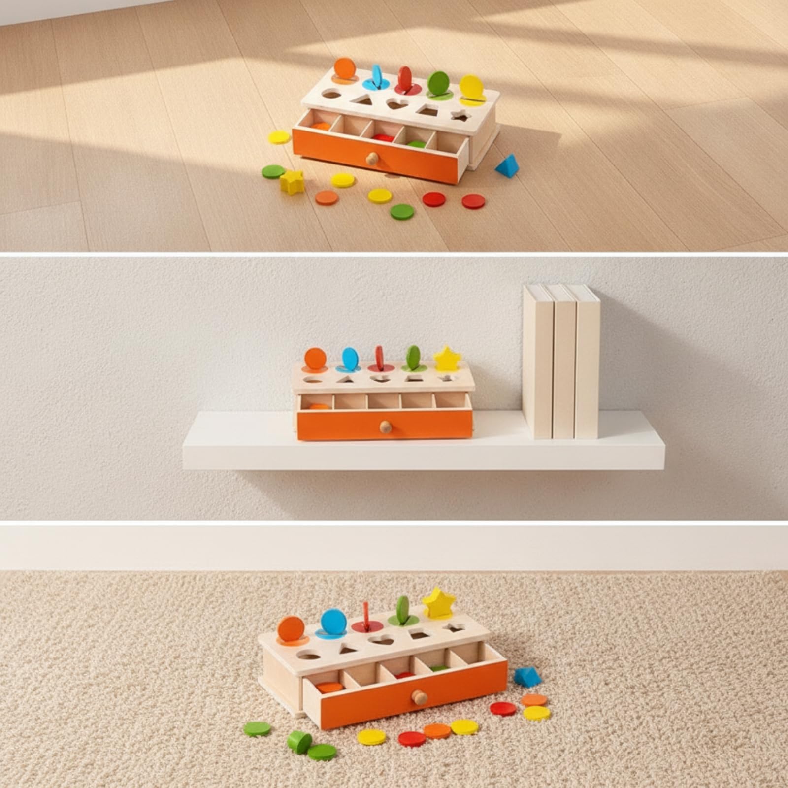 Gioco di Forme e Colori Educativo | Sensoriale, Gioco pedagogico in Legno, Sicuro, per Casa