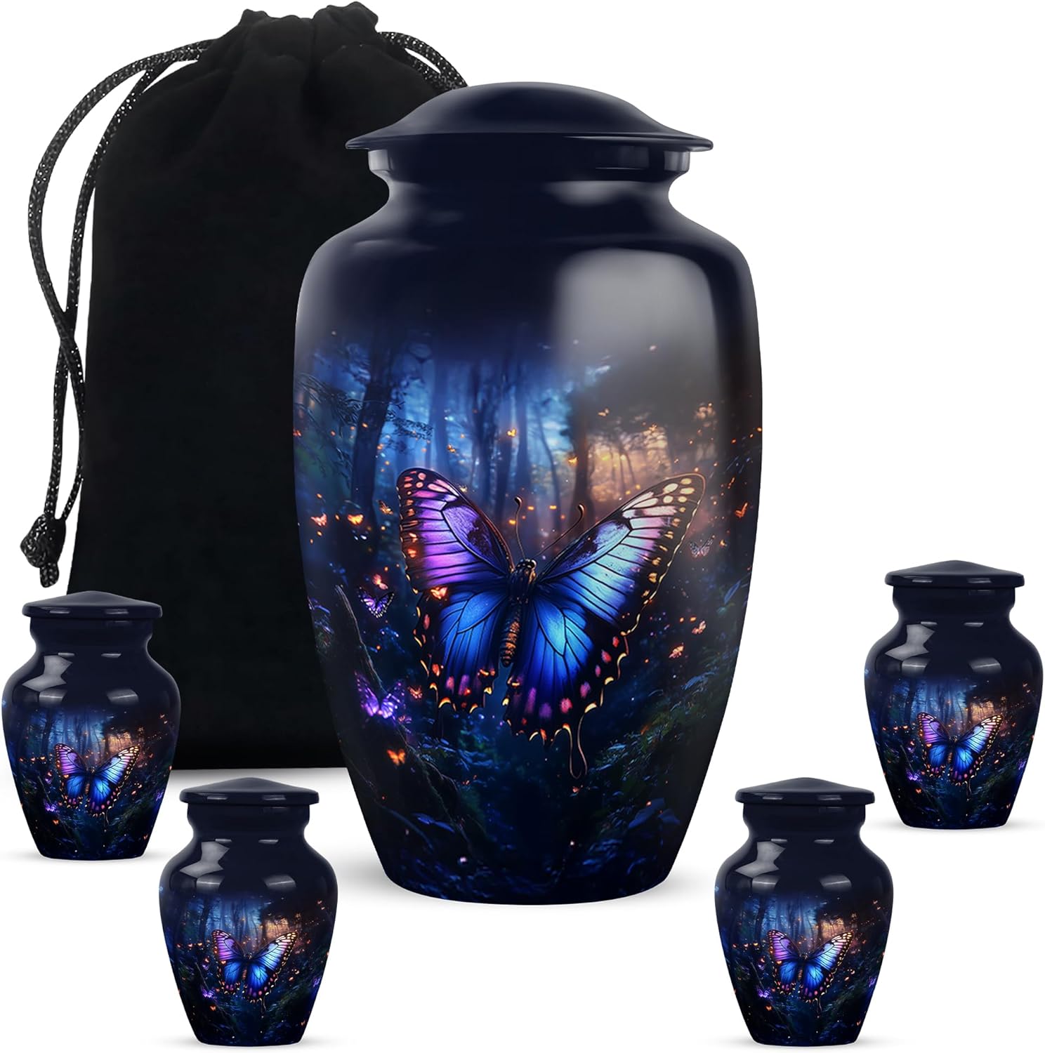 Yatskia Butterfly Urn for Ashes Adult Male, Blue Cremation Urn for Human Ash, Funeral Urns for Human Ashes Adult Female, (Classic Large, 10 Inch)