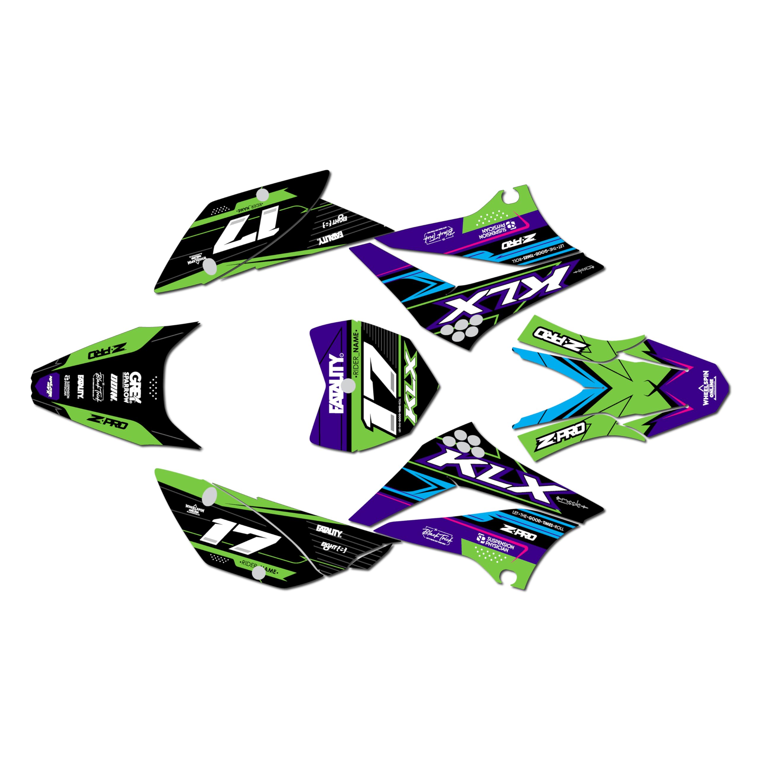 UFO - Complete Plastics Kit for KLX110 2010-Present in Flo-Green