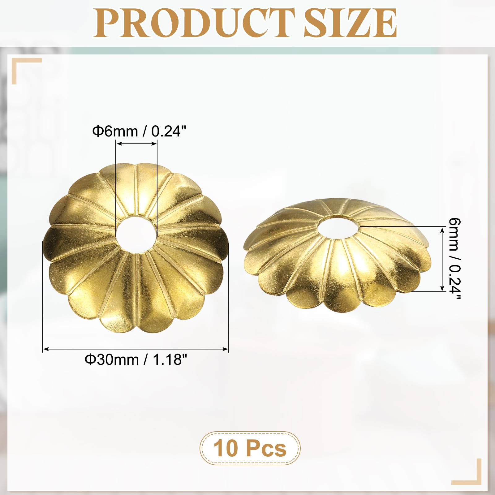 QUARKZMAN 10Pcs Placca Posteriore Pomello Armadio 1.18 Pollici Forma Tamburo Prugna Raganella Ottone Placca Posteriore Guarnizione Classica Arredamento Decorazione Fascetta Per Cassetto