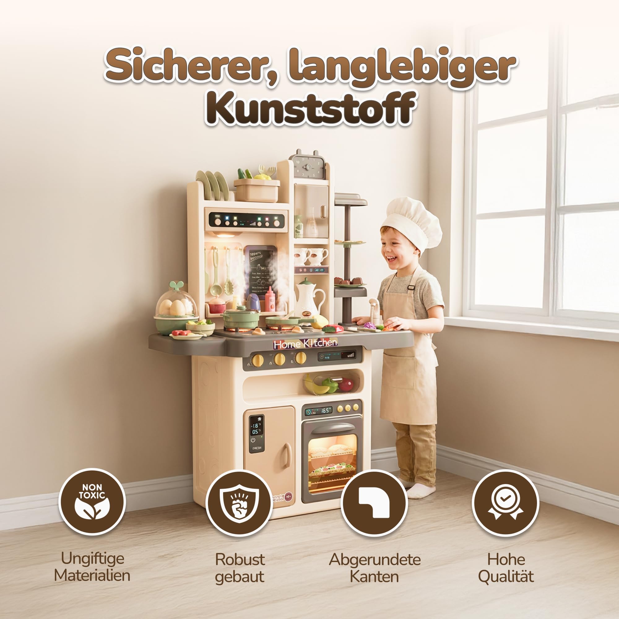 Kinderplay zestaw kuchenny, kuchnia dla dzieci - światło, woda, para, dźwięk, akcesoria kuchenne, KP3297