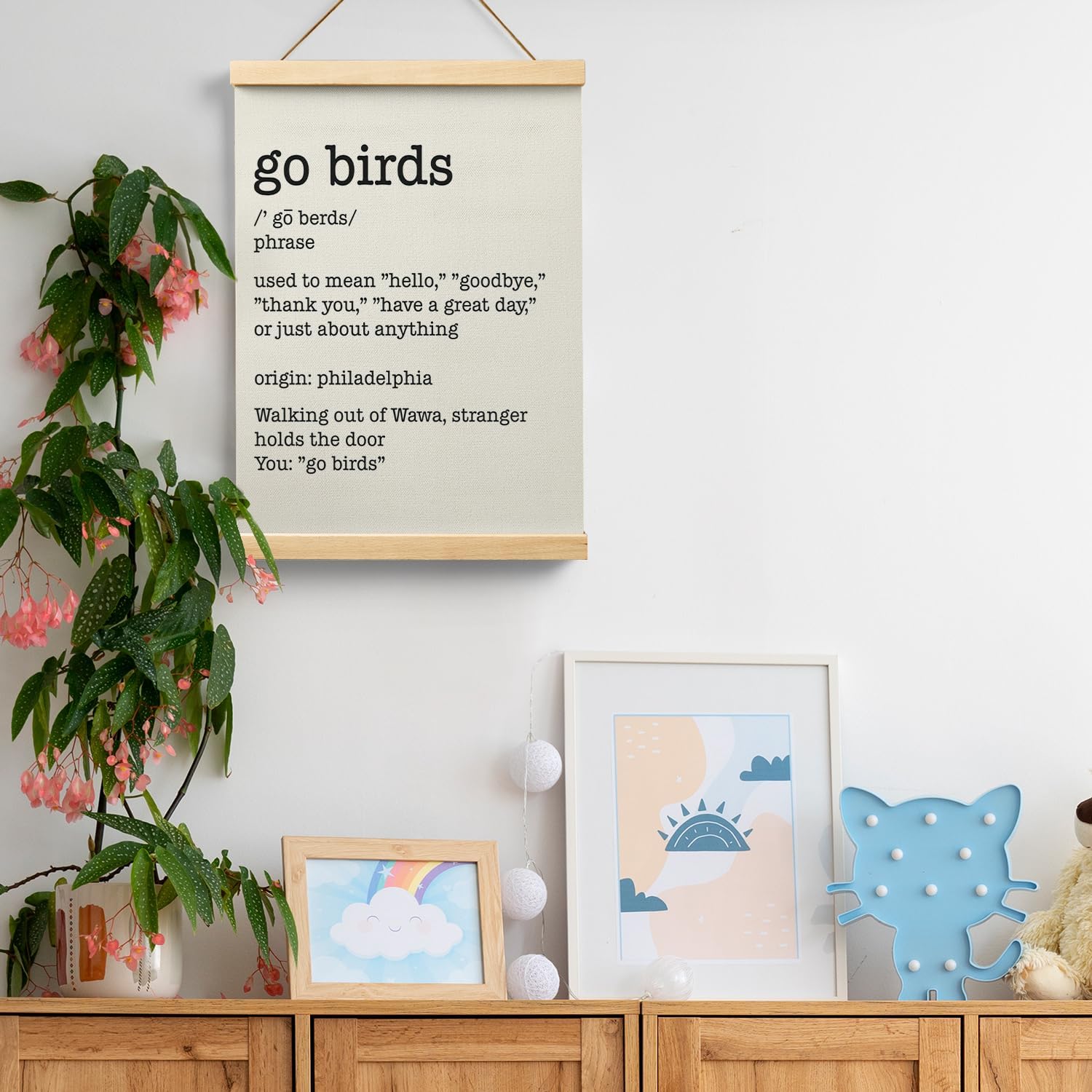 Ryeolo Football Go Birds Definition Wooden Poster Hanger Frame 12.5x17 Inch,Go Birds Poster Hanger Frame,Motivational Wooden Hanging Wall Art Decor For Home Room - Image 2