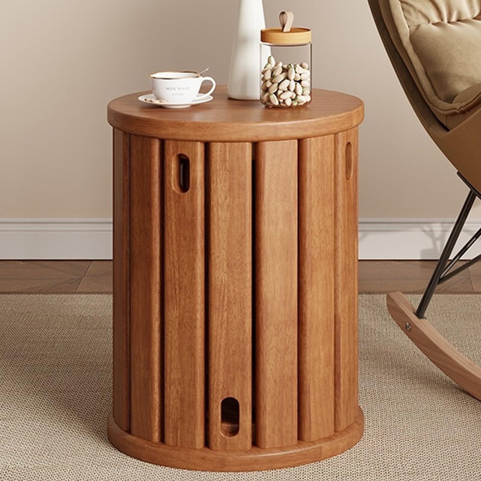 SXZenSpace Stackable Stools Set of 4 - Versatile Natural Wood s, End & Coffee Table, Side Bedside Corner Nightstand, Solid Round Dining Chairs
