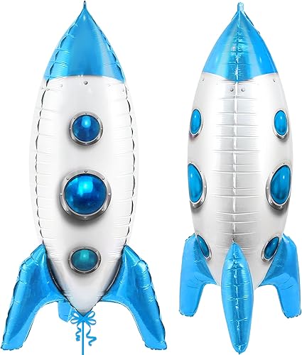Miniatura 10 de KatchOn Globos de cohete para decoraciones de cumpleaños espaciales 33 x 19 pulgadas globo de papel de aluminio rojo cohete para decoraciones