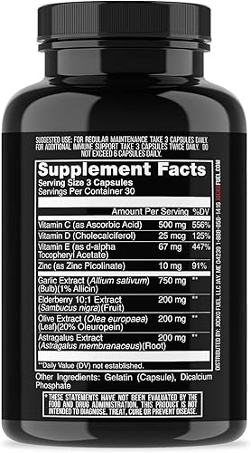 Jocko Fuel Suplemento de apoyo inmunológico – Baya de saúco con zinc y vitamina C para adultos – Defensa inmunológica con vitamina C, D3,