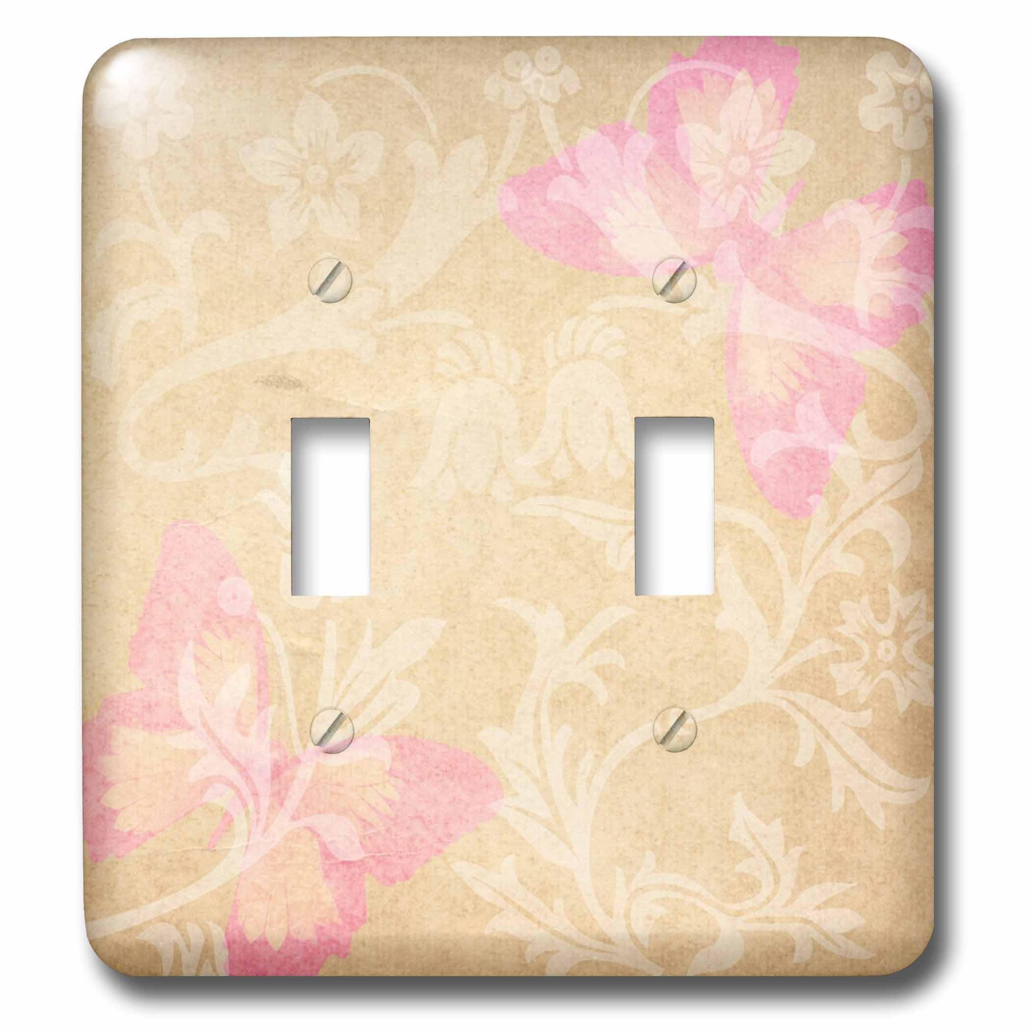 Double interrupteur à bascule motif papillons roses 3dRose lsp_47289_2 pour décoration murale