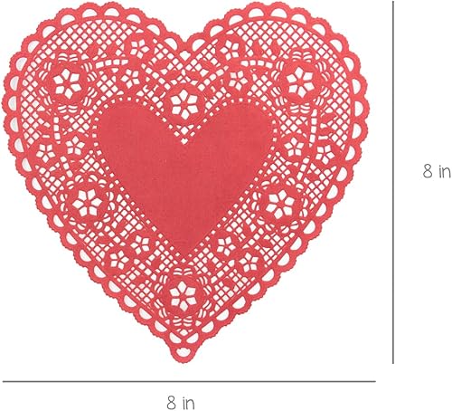 Miniatura 7 de Hygloss Doilies de corazón  18 piezas  8 pulgadas de papel rosa en forma de corazón para manualidades de San Valentín, ajustes de mesa  Ideal para