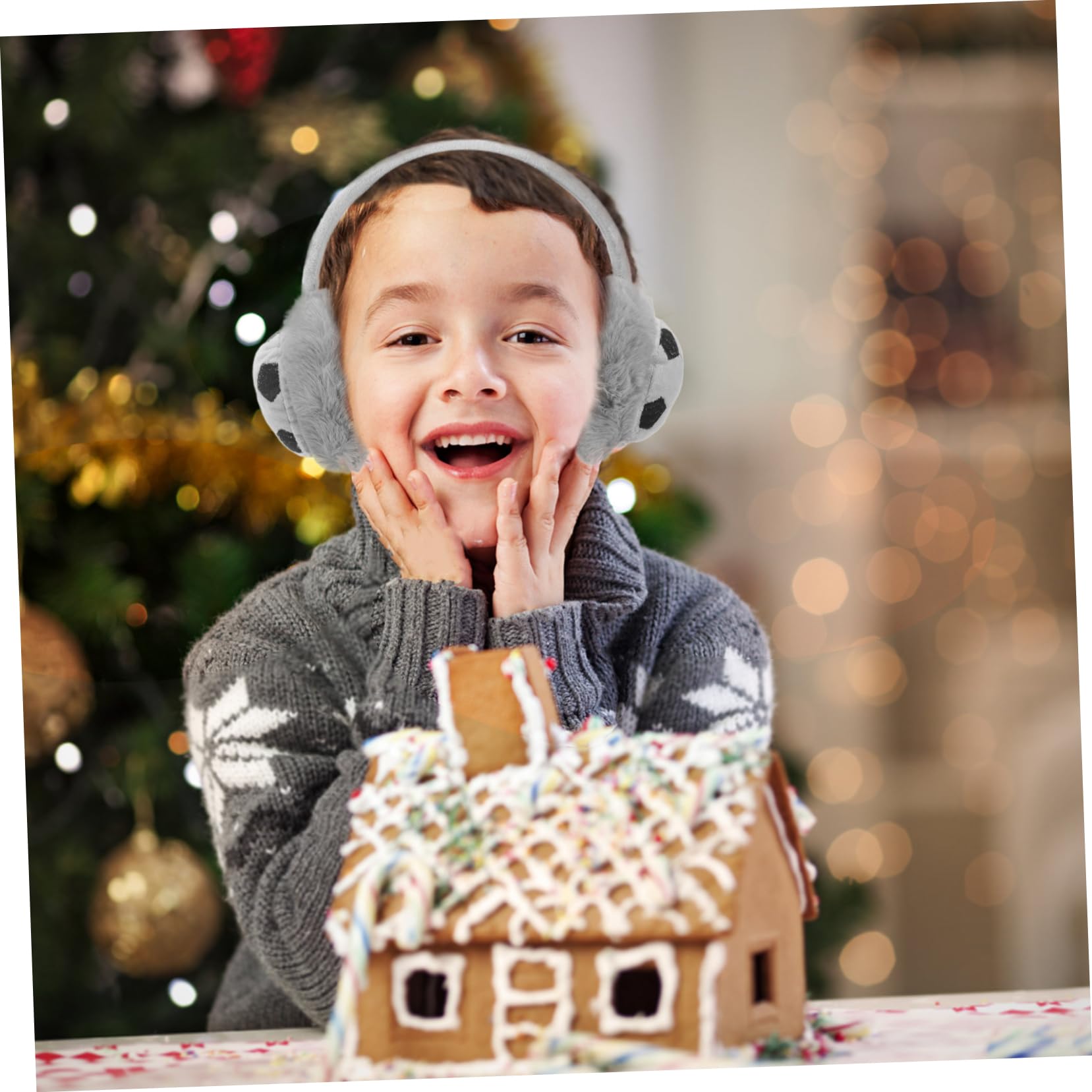 5stücke Winter Ohrenschützer Für Junge Mädchen Niedliche Fußball-design Warm Und Bequem Outdoor Aktivitäten Geeignet Schutz Vor Kälte Für Jungen Und Mädchen