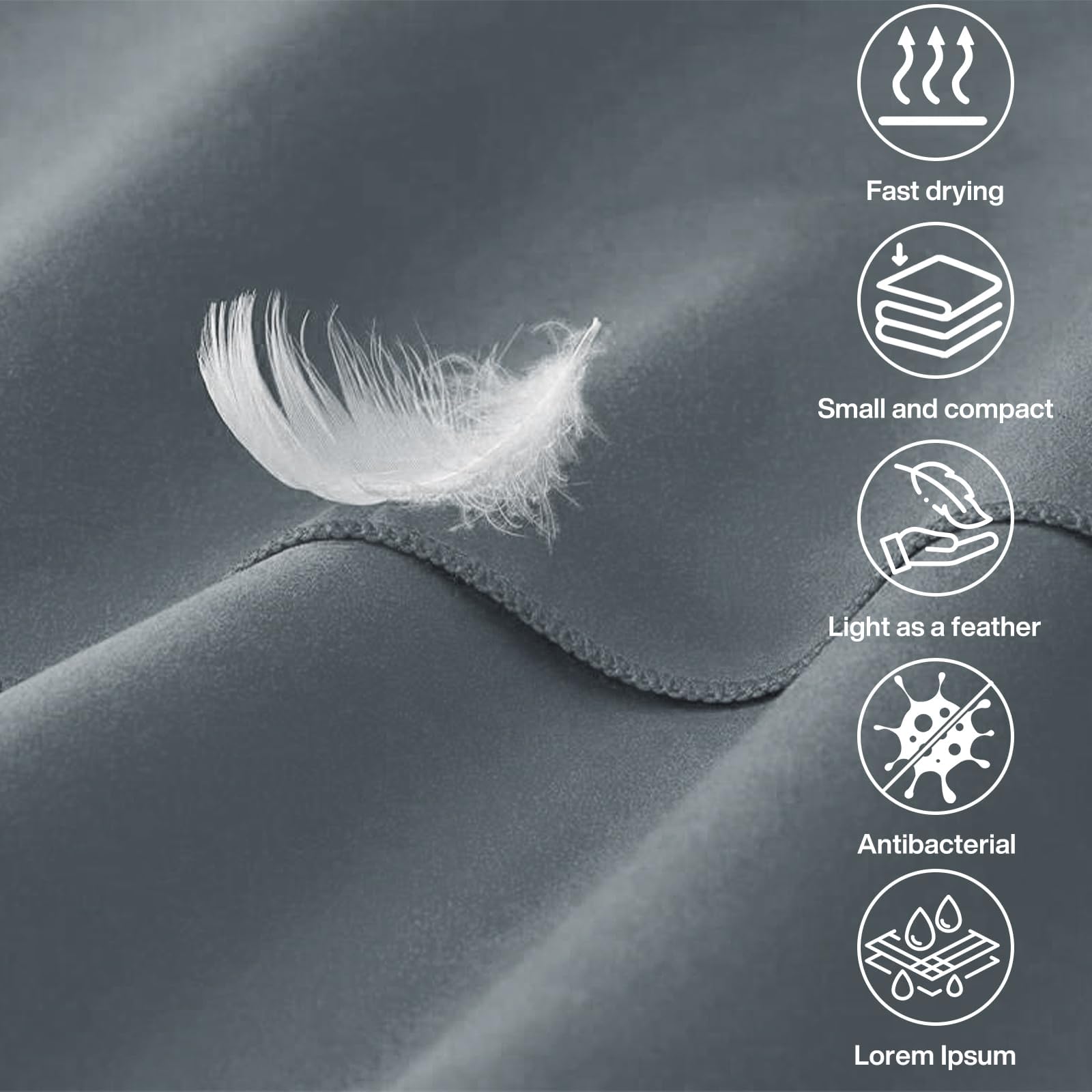 Asciugamano Microfibra, Asciugamano in Microfibra 3 Set | 180x80cm&100x50cm&70x40cm,Telo Mare Microfibra,Asciugamani in Microfibra ad Asciugatura Rapida per Viaggi Spiaggia Yoga Sauna(Grigio)