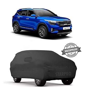 HEMSKAR Presents Imported Quality Fully Waterproof Car Body Cover Compatible with Kia SELTOS Models (Grey Color with Mirror)