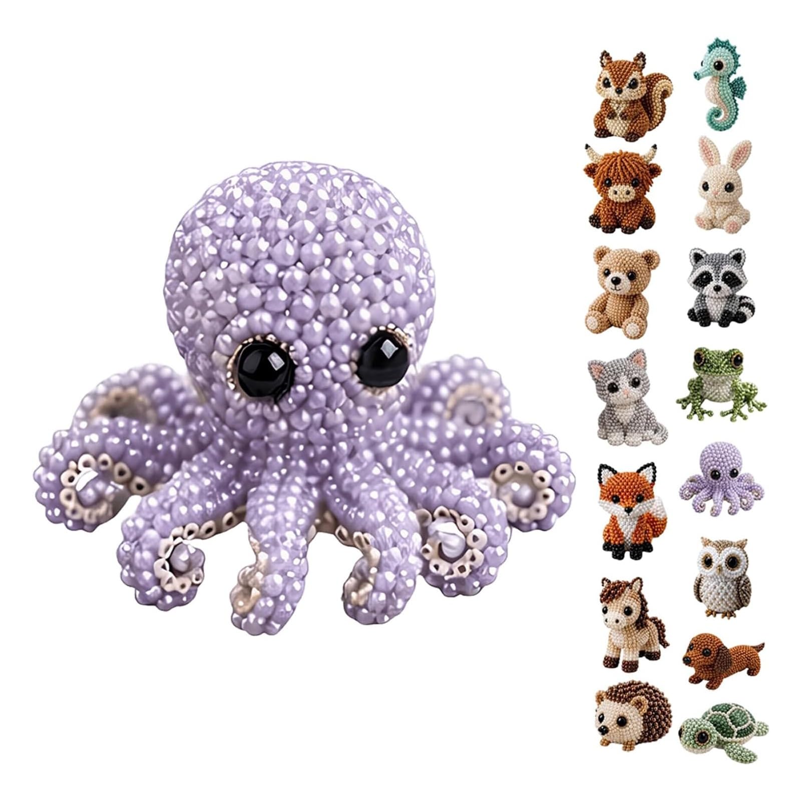 DIY Animal Beading Kit, Tiny 3D Beaded Animal DIY Set, with Colorful Beads and Instructions, Bead Embroidery Kits, Creative Arts & Crafts Gift for Adults & Beginners (#K)