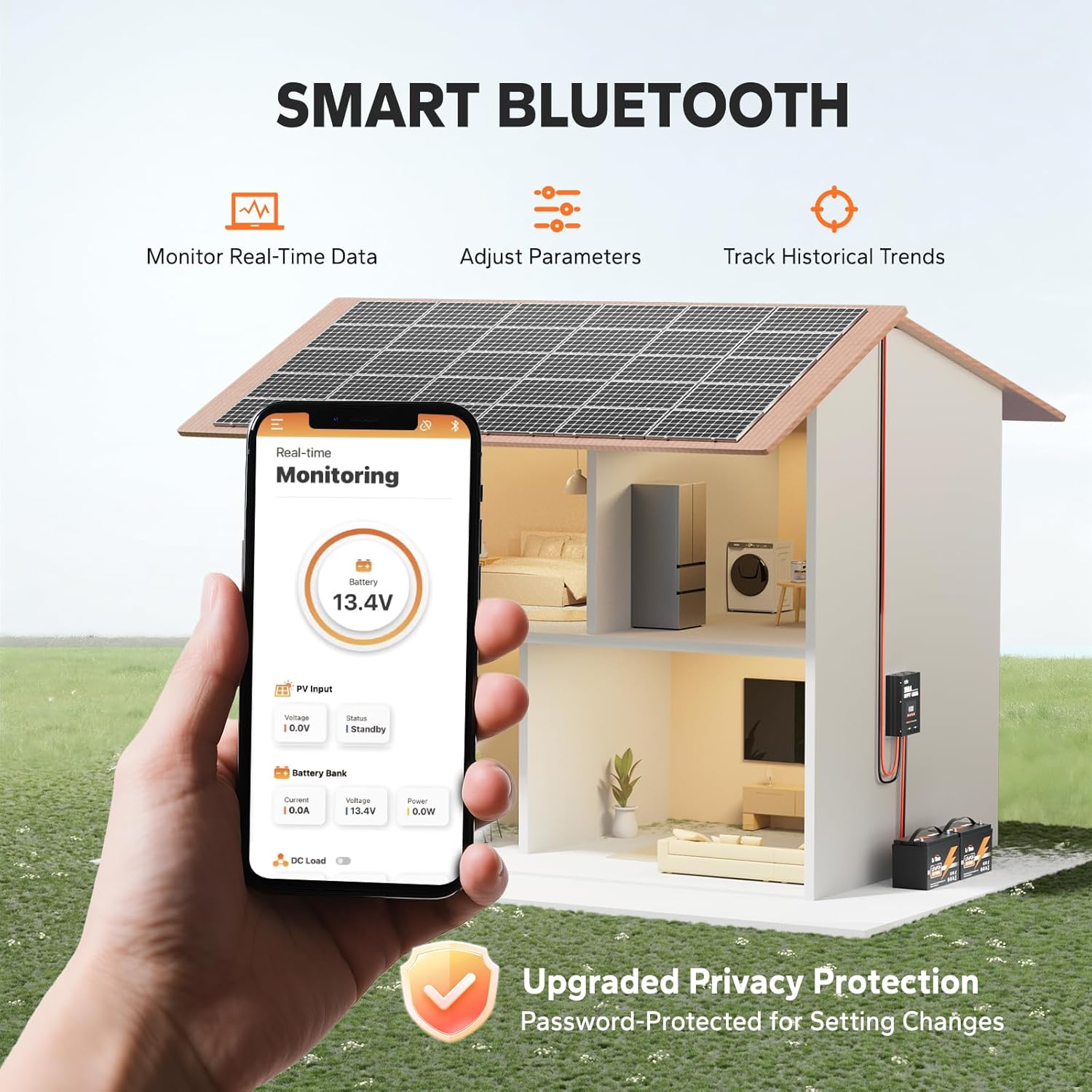 LiTime MPPT Solar Charge Controller (Bluetooth) - Solar Panel Regulator -150V, 100Amp, 12/24/36/48Volt for LiFePO4 and Lead-Acid Battery in Solar System
