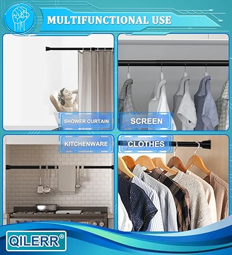 Miniatura 6 de QILERR Barras de tensión pequeñas de 16 a 28 pulgadas, barra de cortina corta ajustable, barras de tensión de resorte resistentes para ventanas,