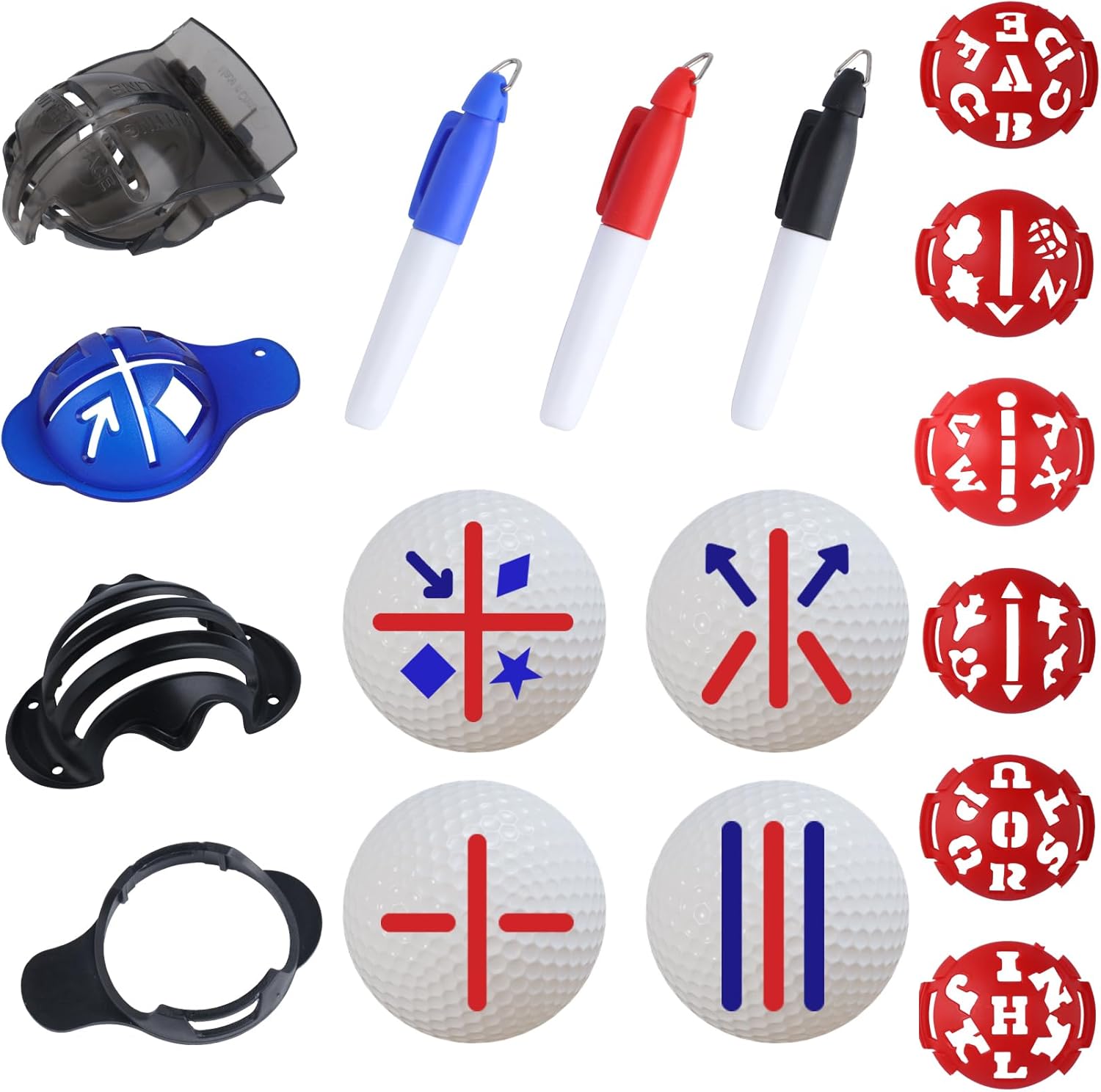 JmhNewhope Golf Ball Marker Stencils, 13 Pcs Golf Ball