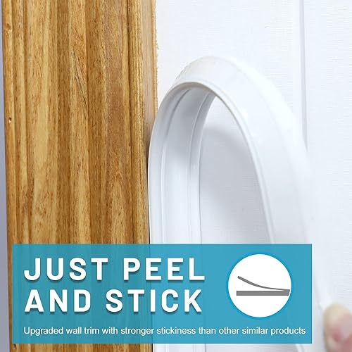 Miniatura 6 de Tira de Calafateo Flexible para Moldura de Pared, 1 pulgada x 16 pies, Despegar y Pegar para Decoración de Esquina de Pared, Techo, Borde de