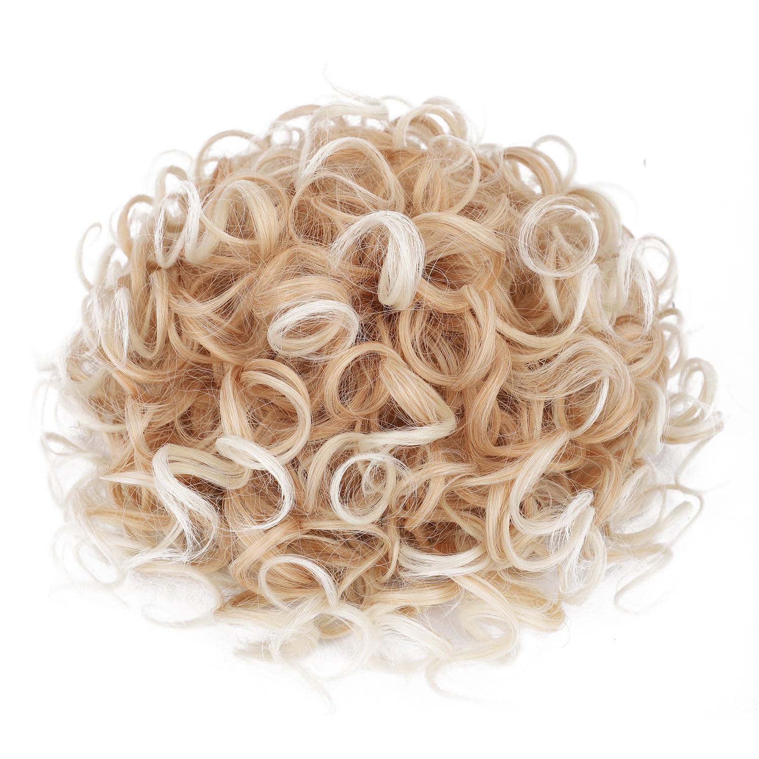Lommel Messy Bun Hair Piece for Women 70g Elastic Drawstring Loose Wave Curly Hair Buns Hair Piece Synthetic Hair Bun Hair Extensions for Women Daily Use(Honey Blonde Ombre Blieached Blonde) image 5