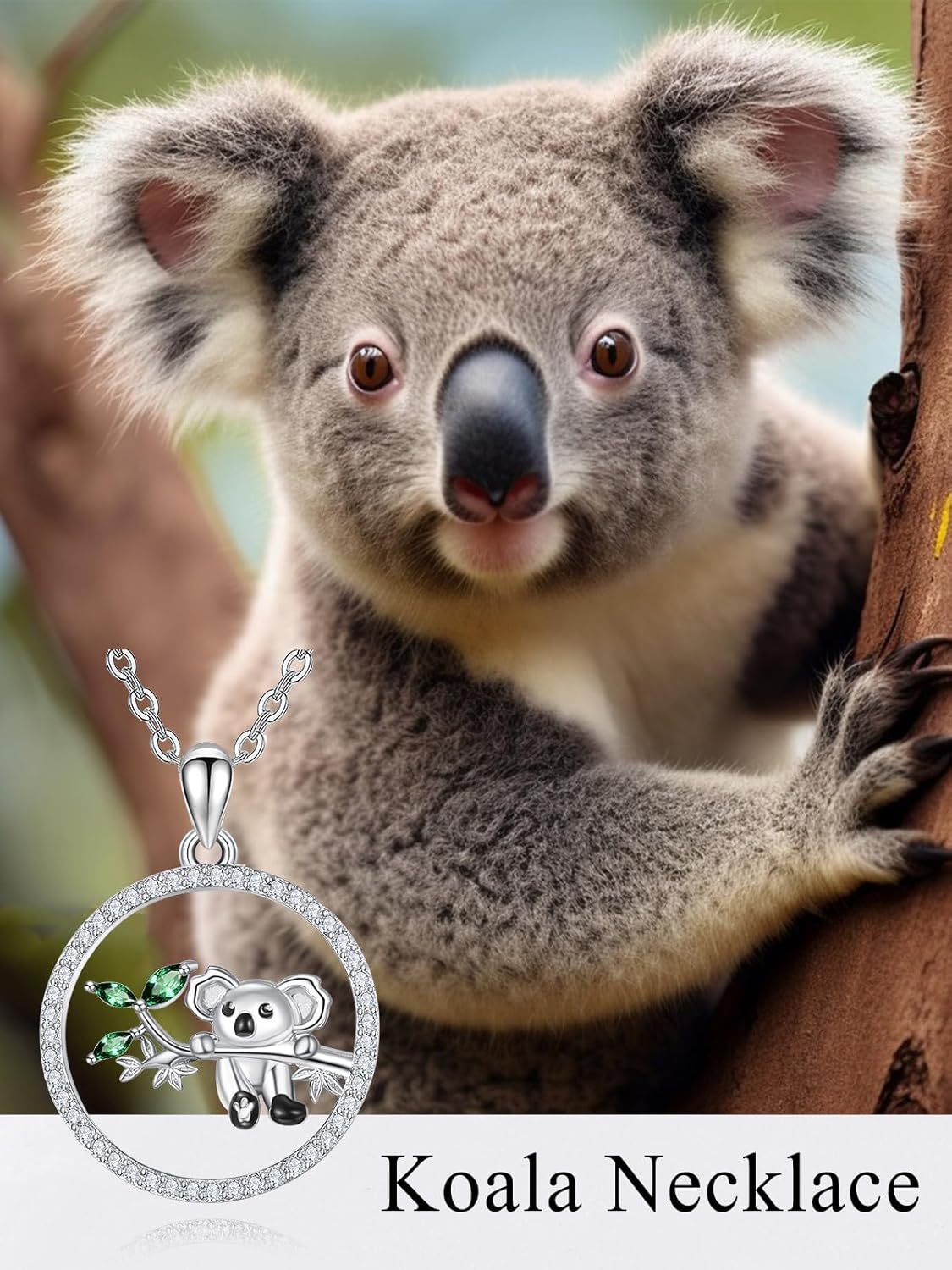 Dreamboat Women's Koala Pendant Necklace, 925 Sterling Silver, Cubic Zirconia, 18 Inch Chain for Women, Koala Lovers - Image 3