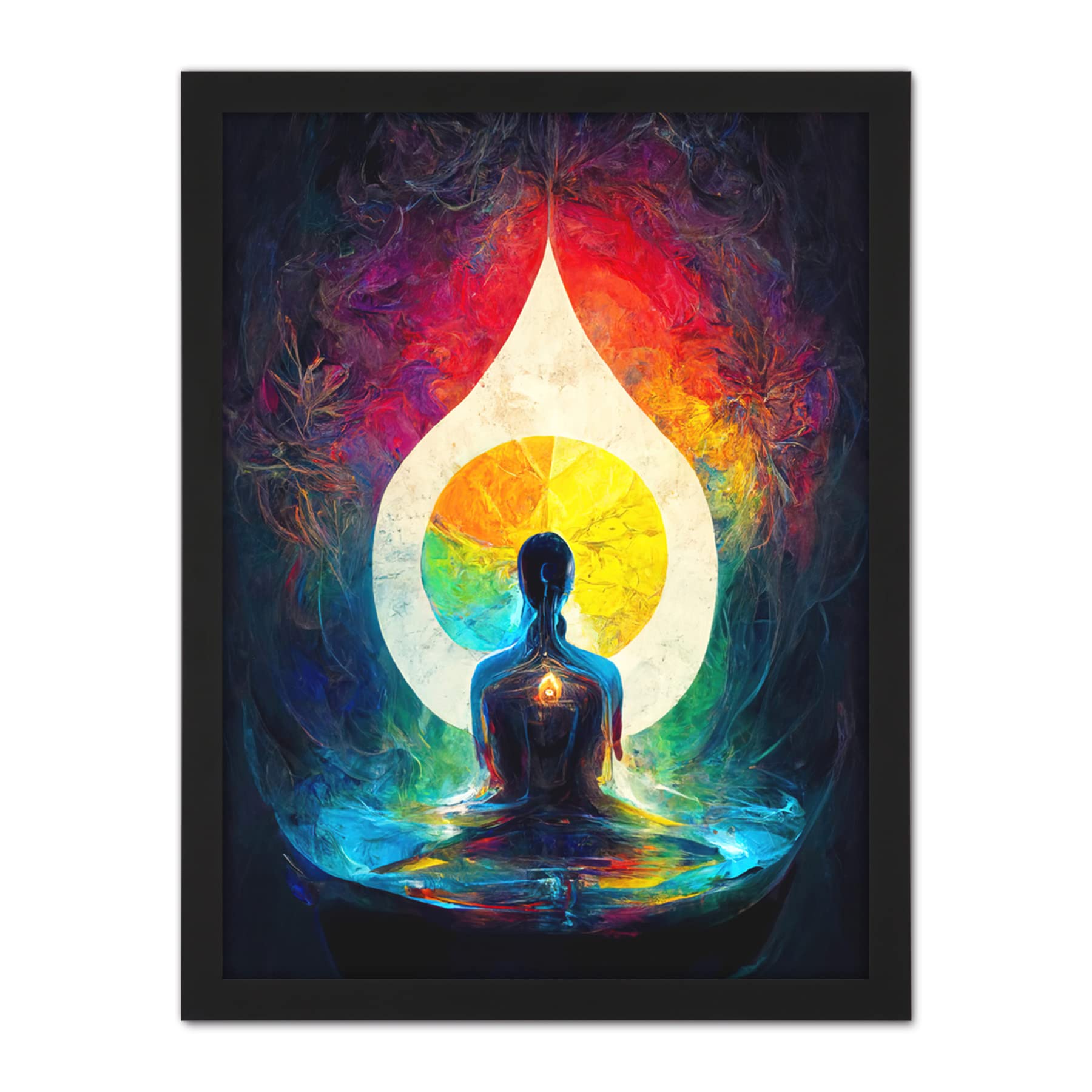 Doppelganger33 LTD 7 Chakra Meditation Energy Rainbow Relaxation Artwork Framed Wall Art Print 18X24 Inch