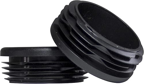 Prescott Plastics Inserto redondo de plástico de 2 pulgadas (1.987in), tapa de extremo negra para tubos de metal, vallas, protección deslizante para