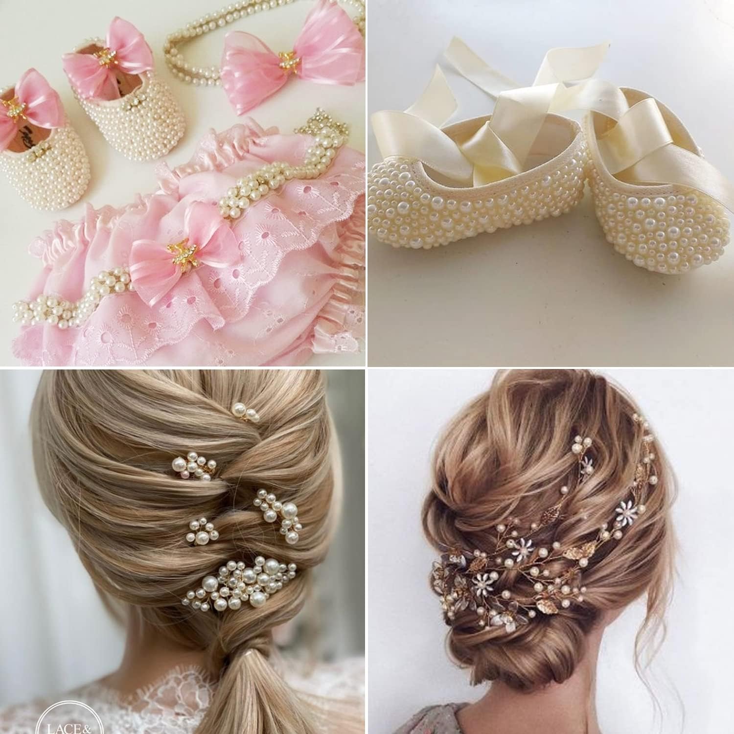 CCINEE 5600Pcs Ivory Half Pearls for Crafts, 2/3/4/5/6/8/10mm Flat Back Round Pearls Beads Satin Luster Loose Beads Gems for DIY Craft Necklaces Bracelets Jewelry Decorations Nail Art Making - Image 6