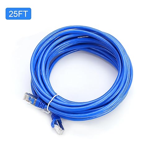 Miniatura 7 de Cable Ethernet blindado CAT 6 de 25 pies, para interiores de alta velocidad (SFTP) 10 Gbps blindado sin enganches, cable Ethernet de 25 pies para