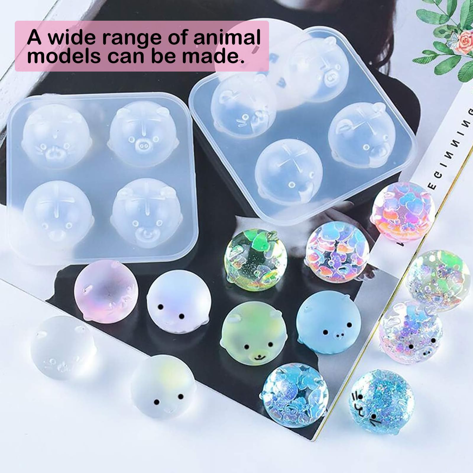 Stampini In Silicone Per Resina - 4 Forme Animali Per Portachiavi Fai Da Te - Foto 2