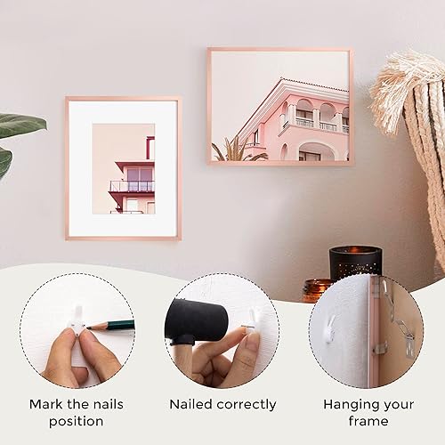 Miniatura 13 de Fun Memories Portarretratos de metal de 16 x 20 pulgadas con paspartú de 11 x 14 pulgadas, acabado de aluminio cepillado, parte delantera de vidrio