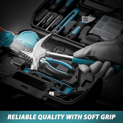 Miniatura 8 de ALEAPOW Juego de herramientas de destornillador inalámbrico de 124 piezas, 4 V, ajuste de par 6+1, 3 posiciones ajustables, destornillador eléctrico