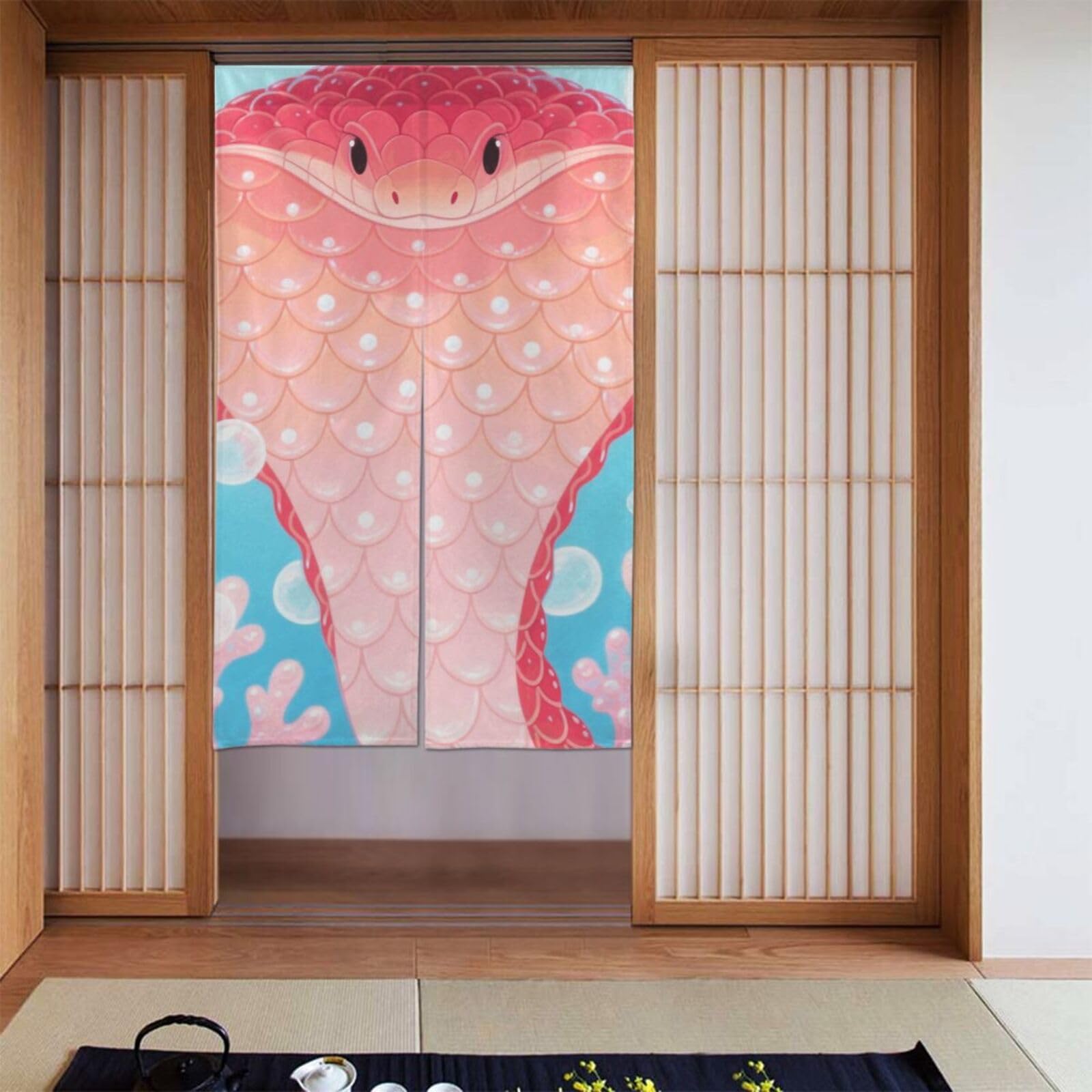 FekiLoot Snake Door Curtain for Doorway Privac,Personalized Blackout Kitchen Curtains Window Treatment 2 Panel Door Curtain Tapestry Hanging Room Divider Home Decor 34"X 56"