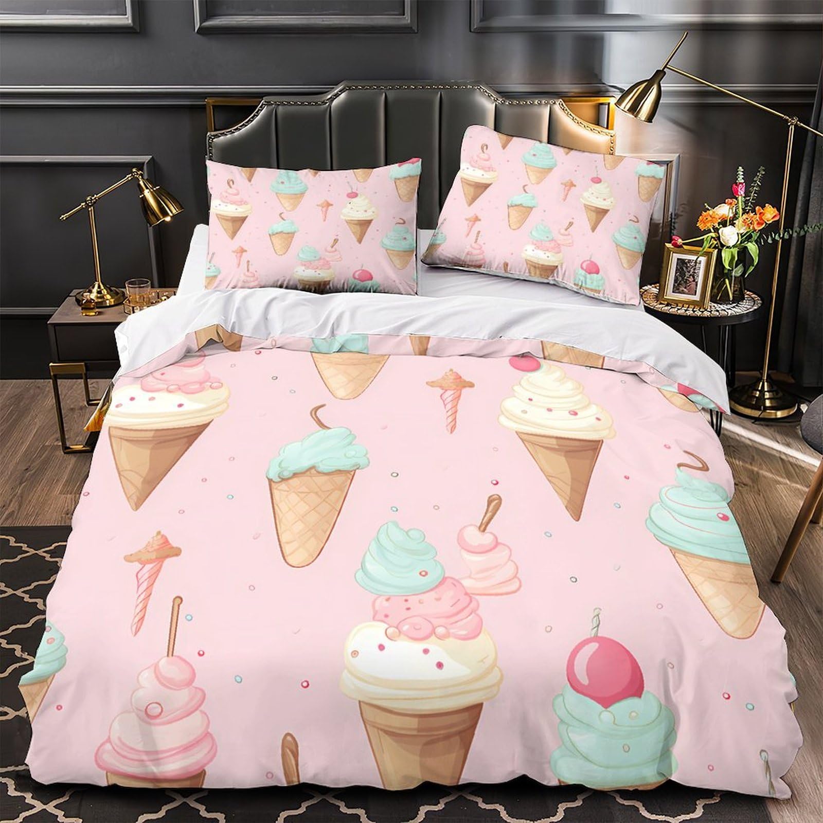 Parure de lit cornets de glace 3D idée cadeau fille et adulte