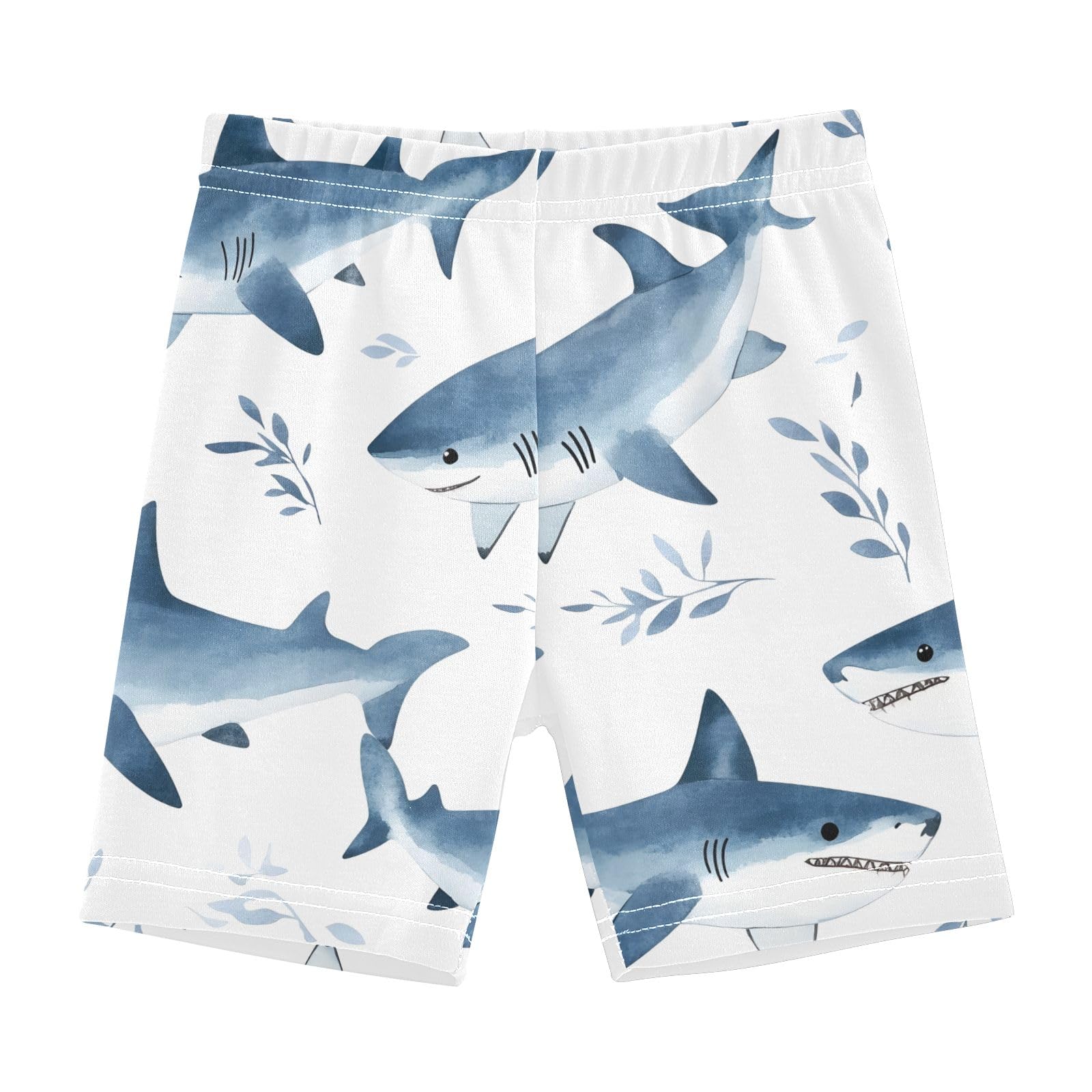 CHIFIGNO Girls Cartwheel Shorts Cotton Bike Shorts Kids Under Dress Dance Short Watercolor Cute Blue Sharks Size 6