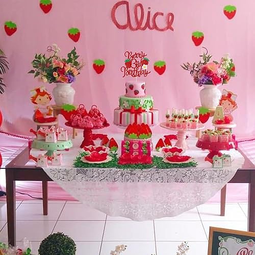 Miniatura 6 de 1 pieza de fresa y bayas para pastel de tercer cumpleaños con purpurina y tema de fruta dulce, selección de pastel de fresa para temática de fresa,