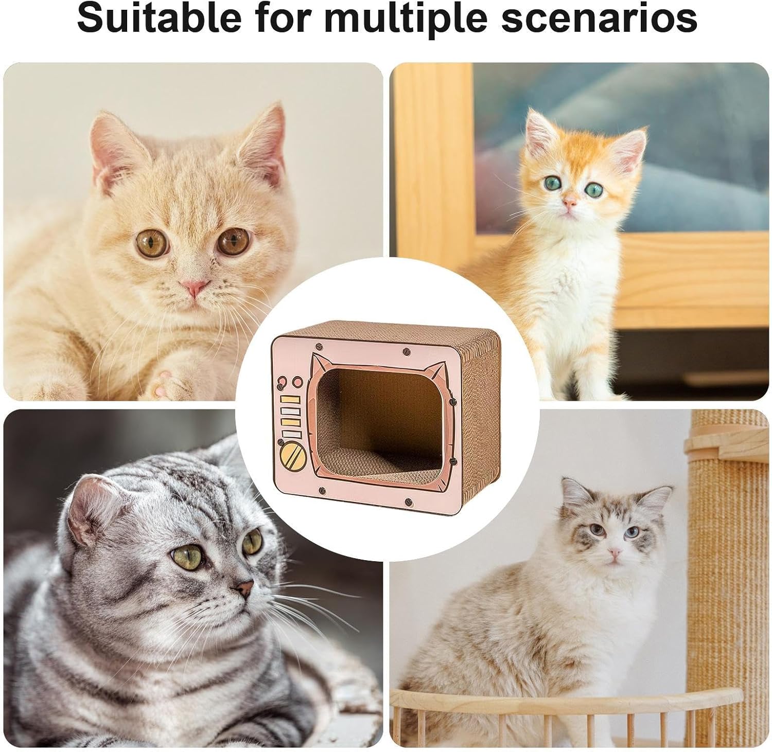 Cat Scratch House | TV Shape Corrugated Bed - Cat Cardboard House Scratching Board - for Furniture Protector Enrichment Play Exercise Boredom Kitten Small Animals Indoor