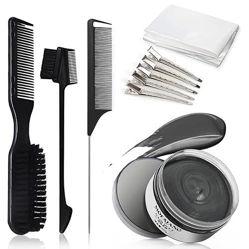 Cera temporal para colorear el cabello, cera de pintura para el cabello, lavable, no grasa, para mujeres y hombres, con juego de peines, alfileres y