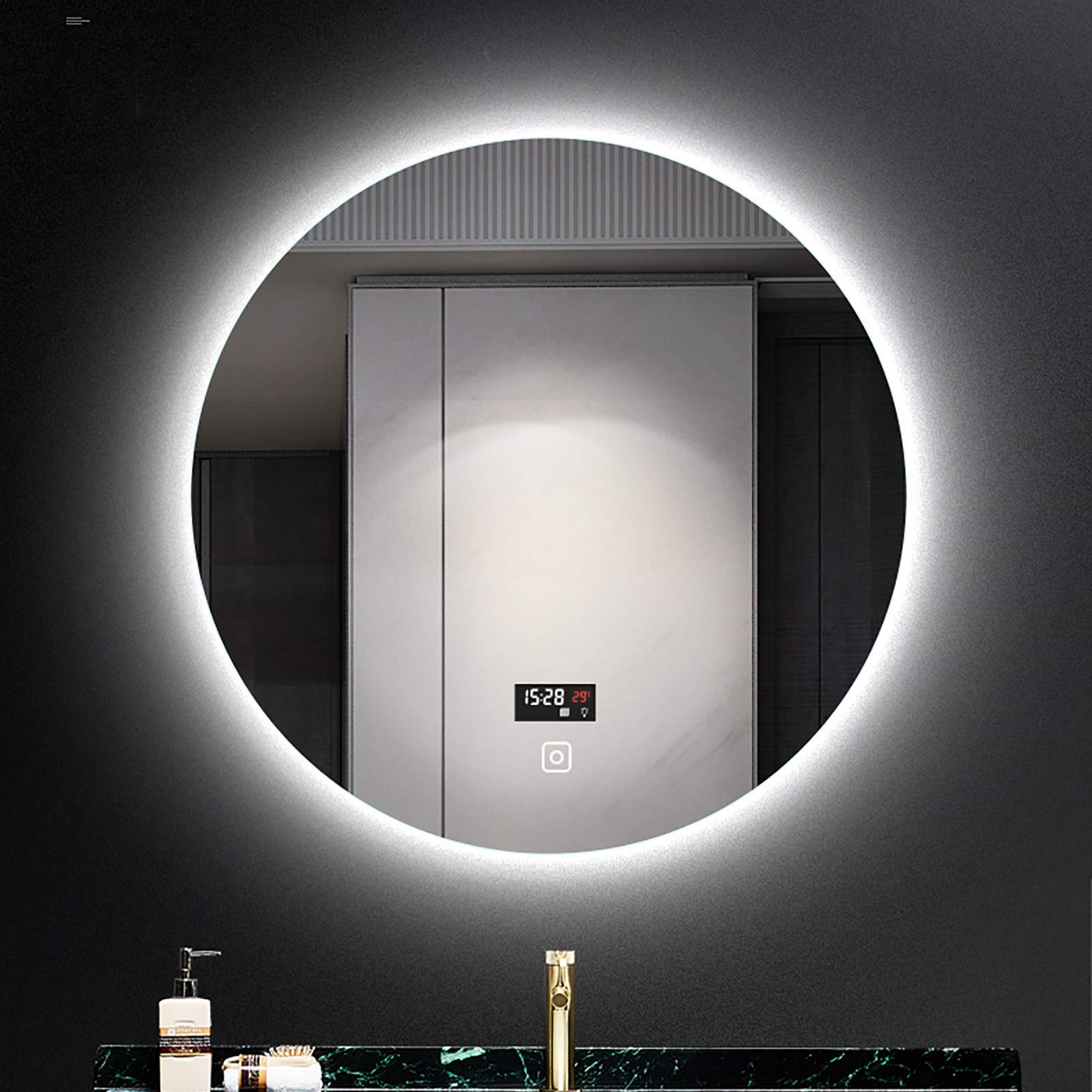 Specchio da Parete retroilluminato a LED retroilluminato da toeletta con 3 Colori Chiari e antiappannamento, IP54 Impermeabile, Specchio per Il Trucco con luminosità Regolabile