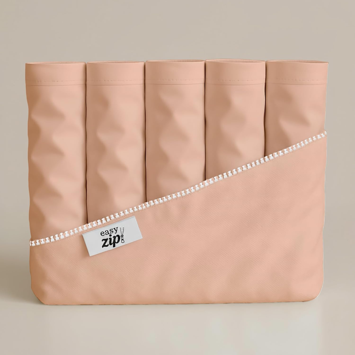Soft Cotton Zip-On Crib Fitted Sheet – 5 Zipper-On Top Sheets + 1 Fitted Base, Luxury Baby Bedding Set, Easy Change Zipper Sheets - Mini Crib (24x38 Inches) | Blush